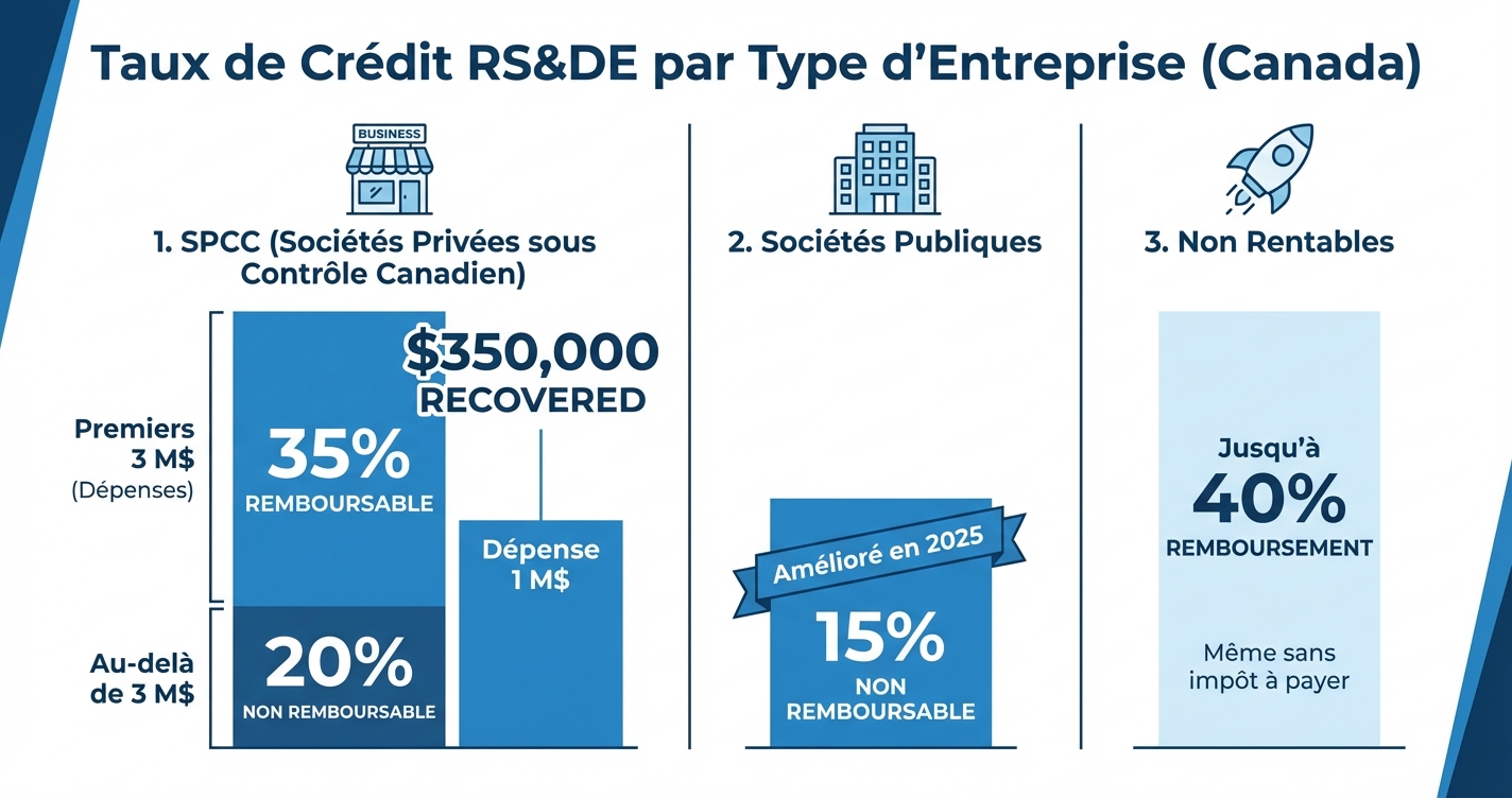 Taux de crédit RS&DE par type d'entreprise